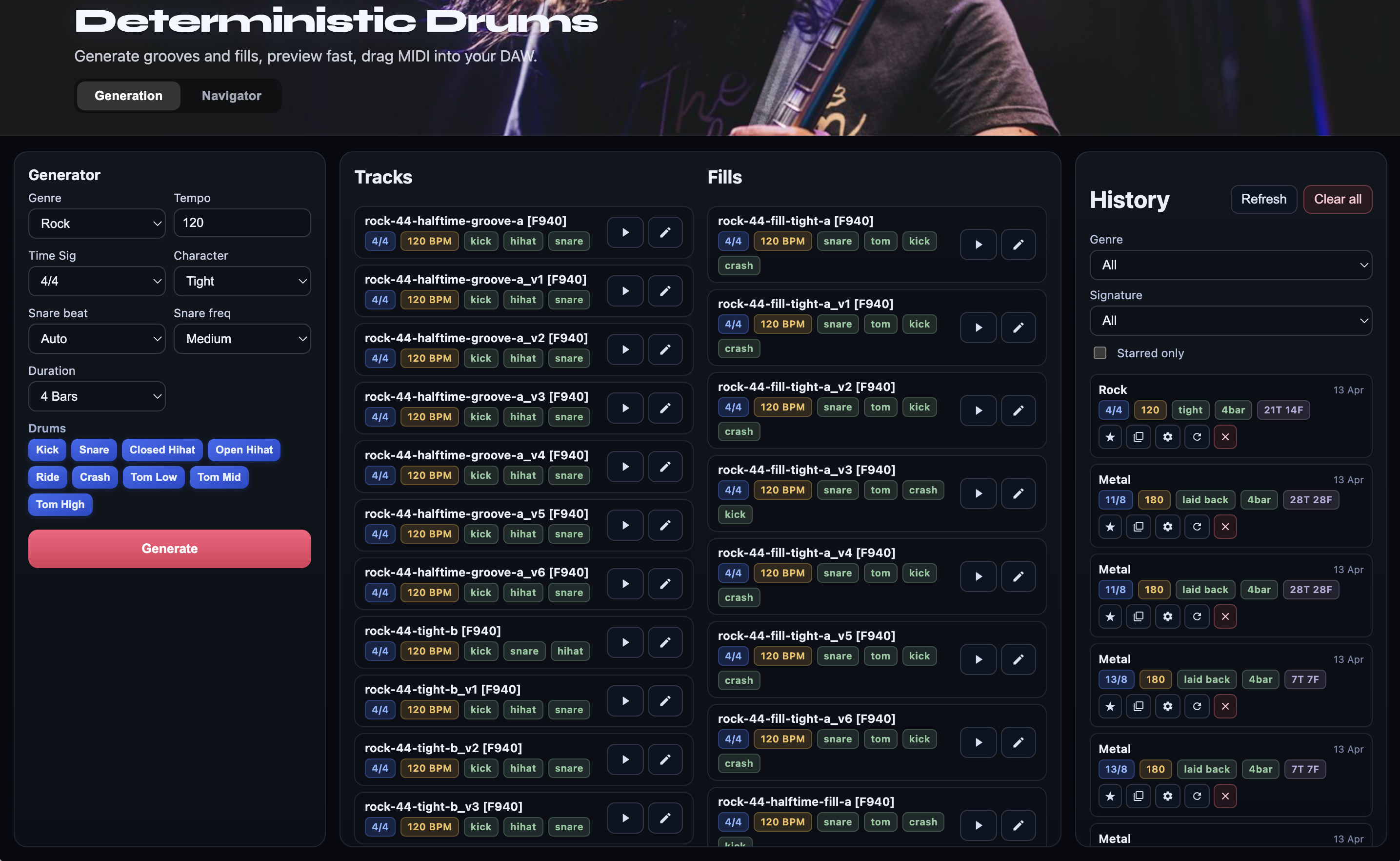 Deterministic Drums app screenshot